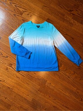 J Jason Wu Blue French Terry Dip Dye/Ombre Pullover Sweater - Size Medium